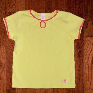 Gymboree 2003 Y2K Lime Green Tee with Pink and Orange Ric Rack Trim Size 8